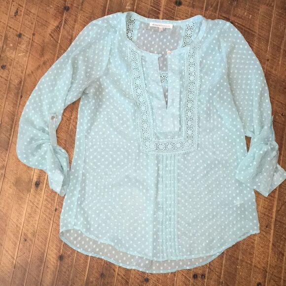 Daniel Rainn pleated dotted Swiss peasant/boho top - Picture 1 of 2